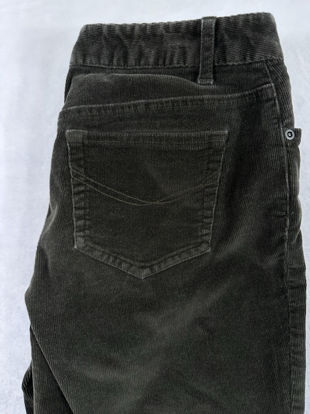 J Jill Corduroy Pants 8P 8 Petite Slim Leg Dark Gray Green Womens