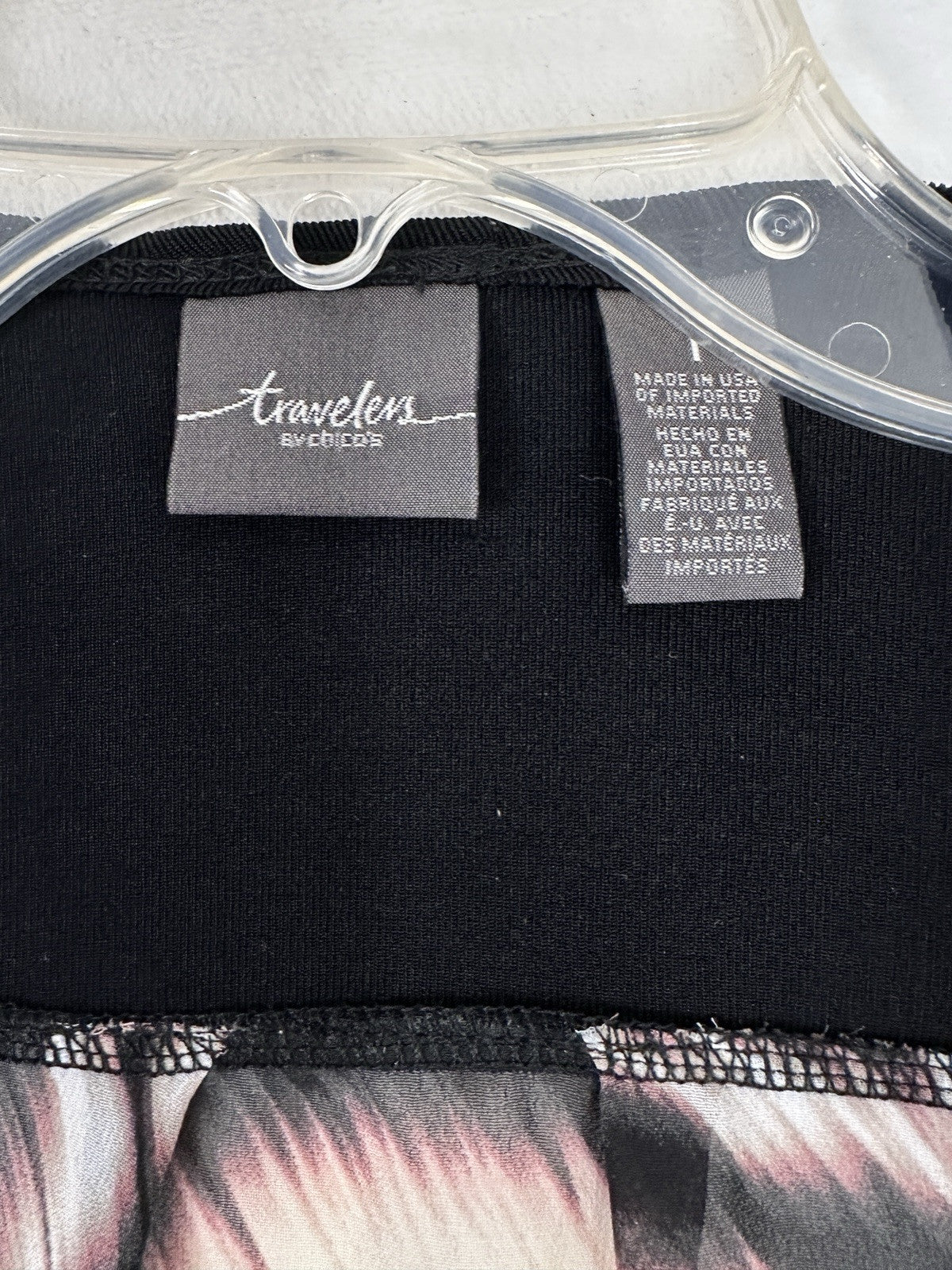 Chicos Travelers Size 1 Jacket Black Large Mixed Fabric Open Front Womens