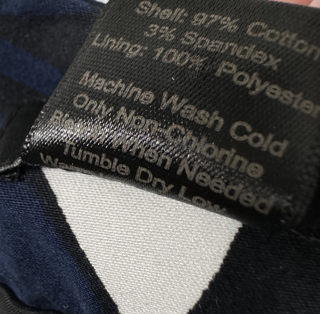 Ann Taylor Pencil Skirt 2 Petite 2P Navy Blue Black Print Womens Cotton Stretch