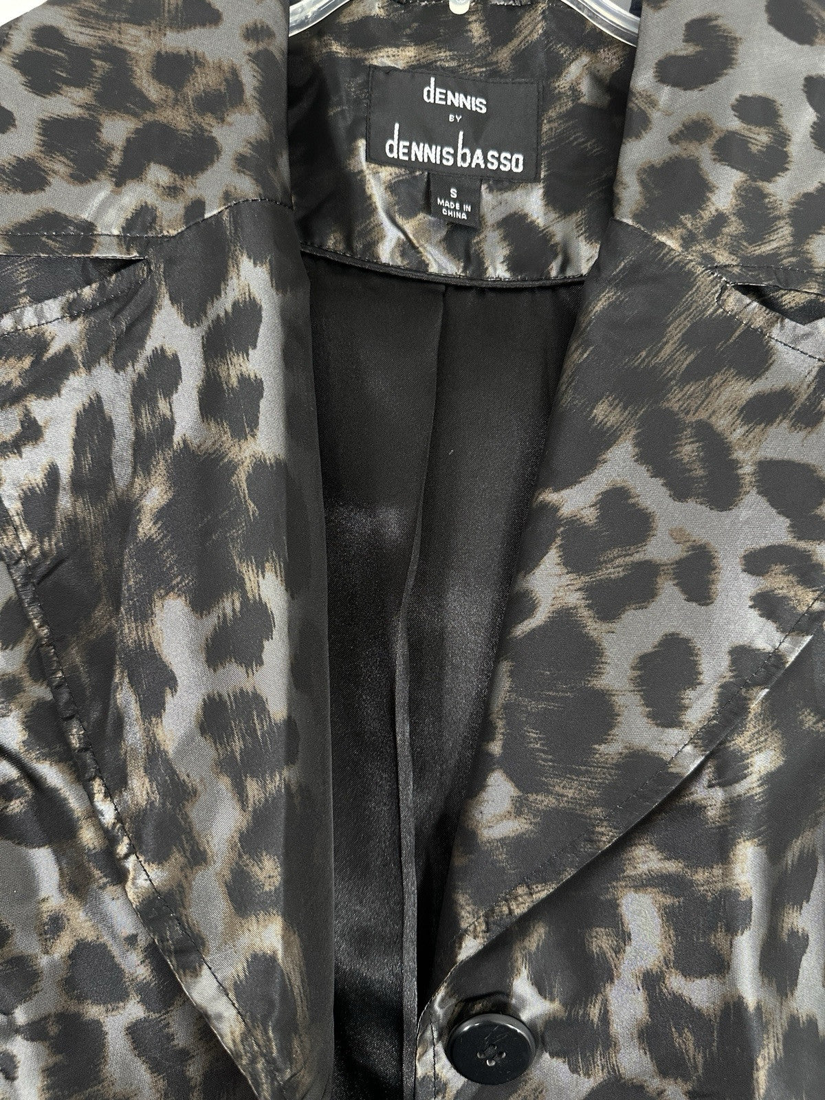Dennis Basso Jacket Small Animal Print Long Raincoat Womens