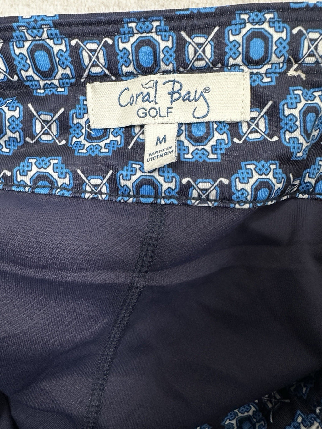 Coral Bay Golf Skort Medium Navy Blue Print Skirt W/ Shorts Pockets