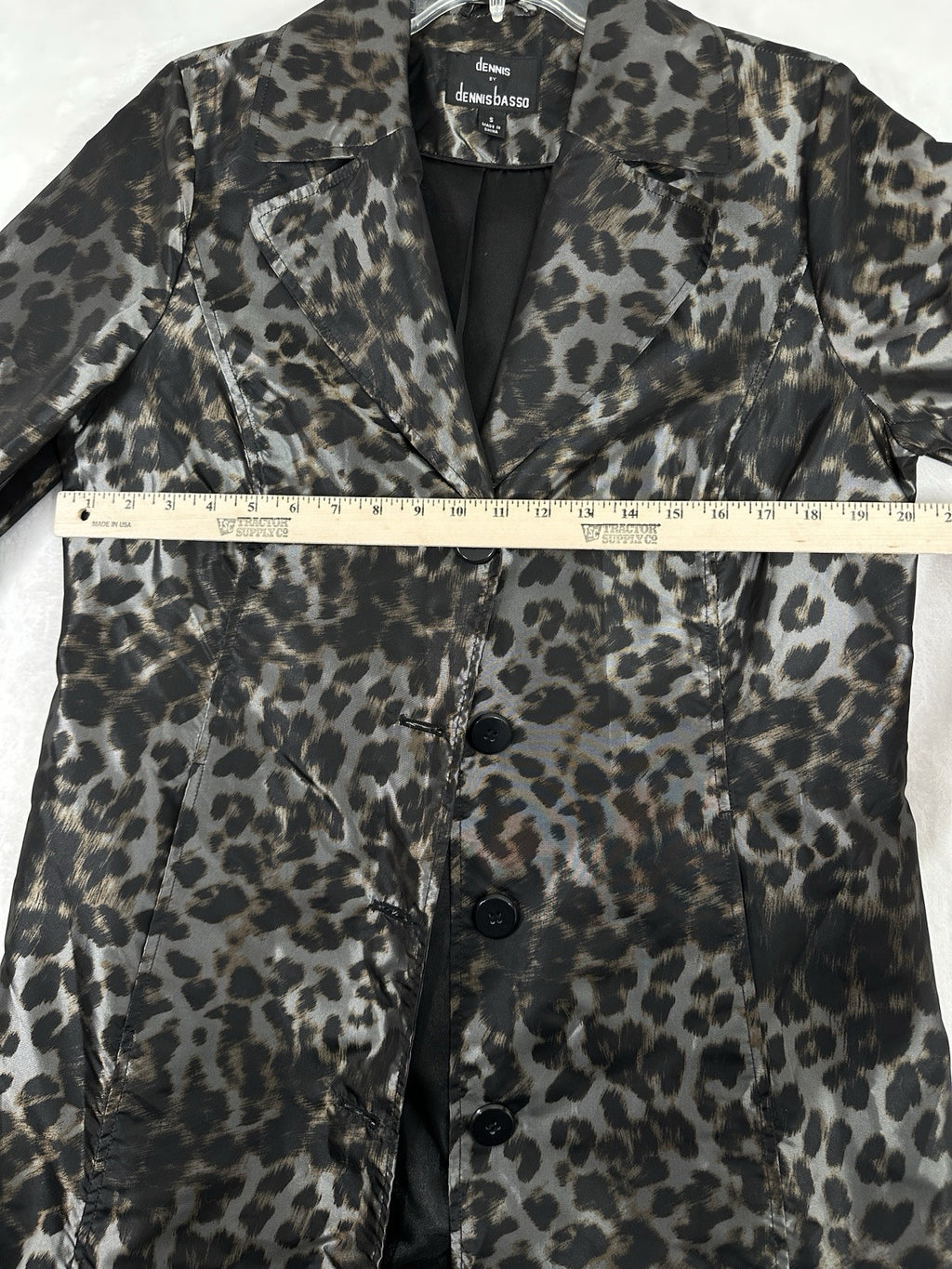 Dennis Basso Jacket Small Animal Print Long Raincoat Womens