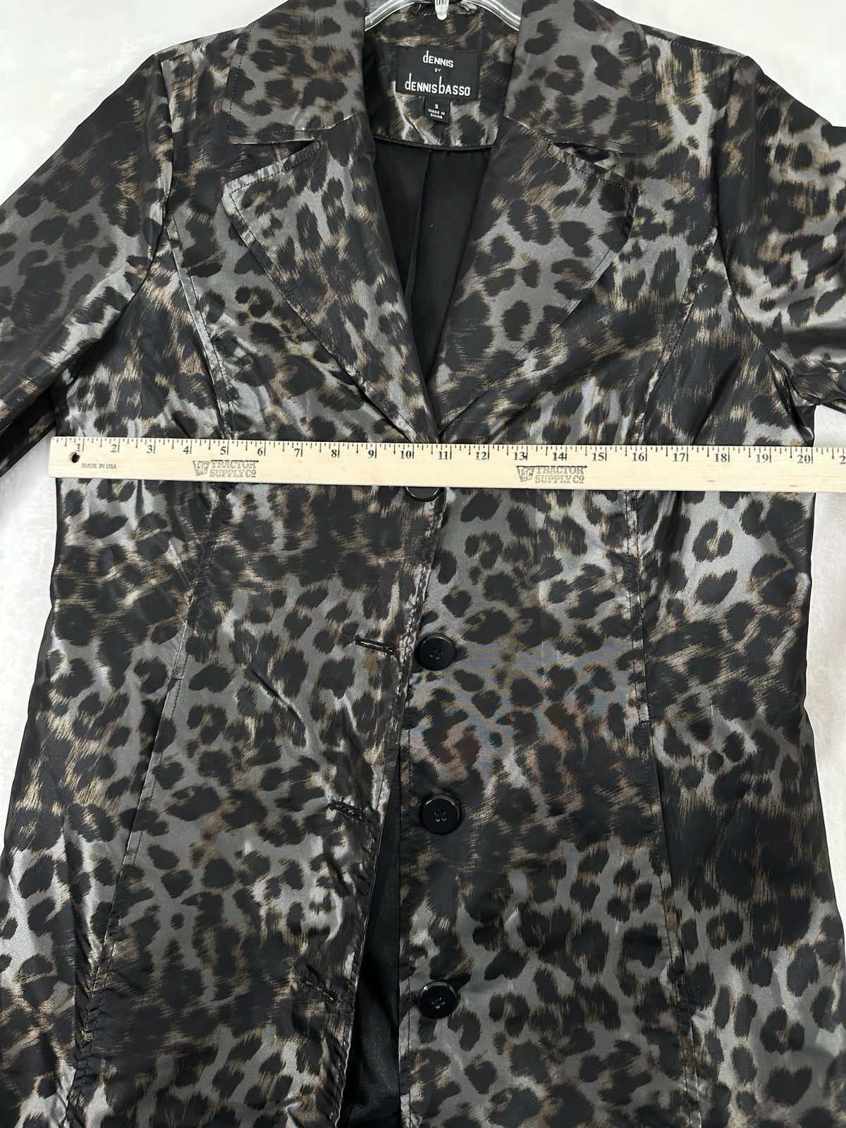 Dennis Basso Jacket Small Animal Print Long Raincoat Womens