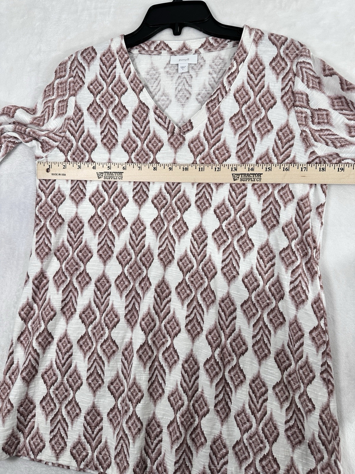 J Jill Pure Jill Small Knit Tunic Top 3/4 Sleeve 100% Cotton V Neck Pink Womens