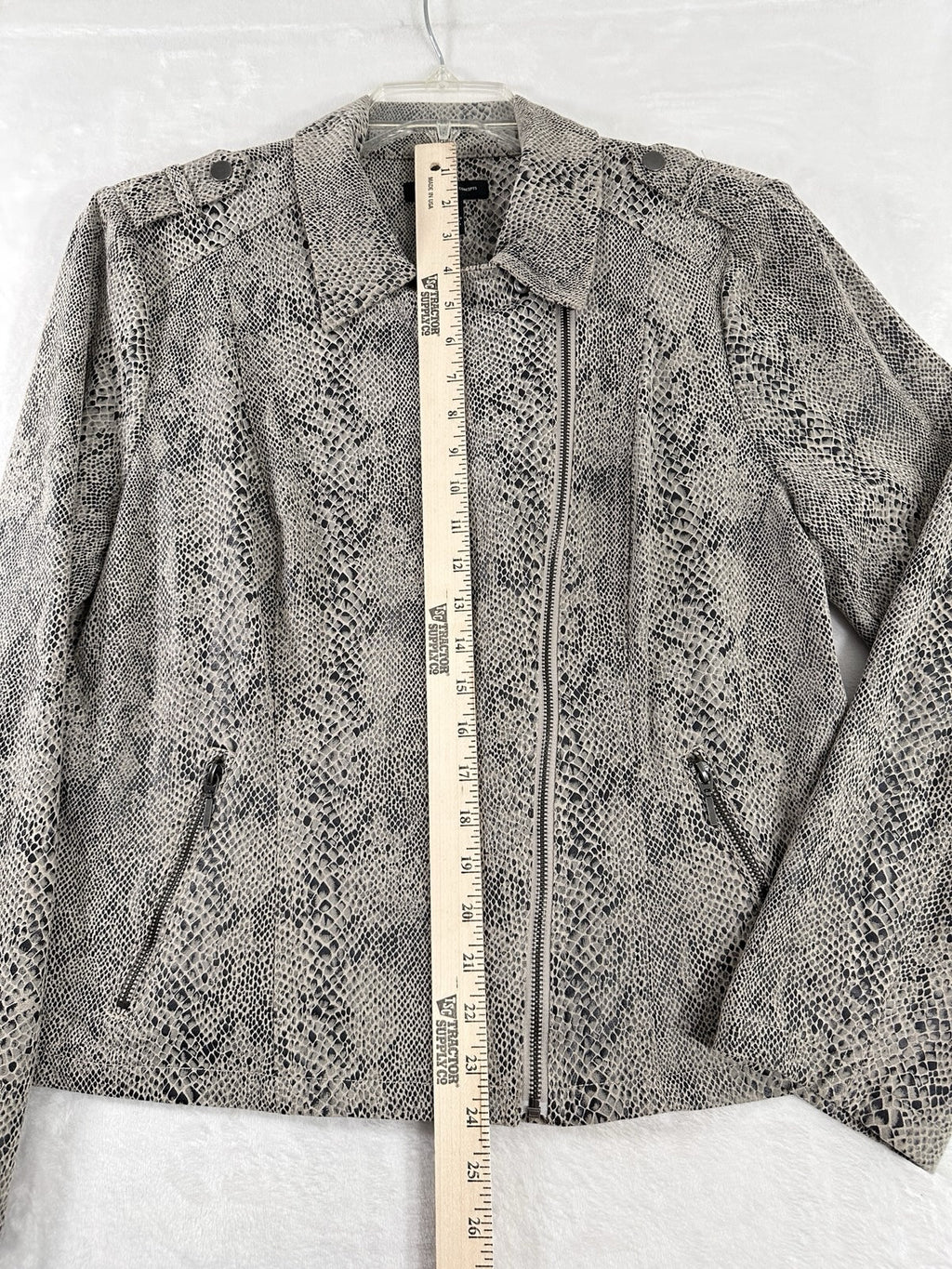 INC International Concepts Faux Suede Moto Jacket XL Brown Snake Print Womens