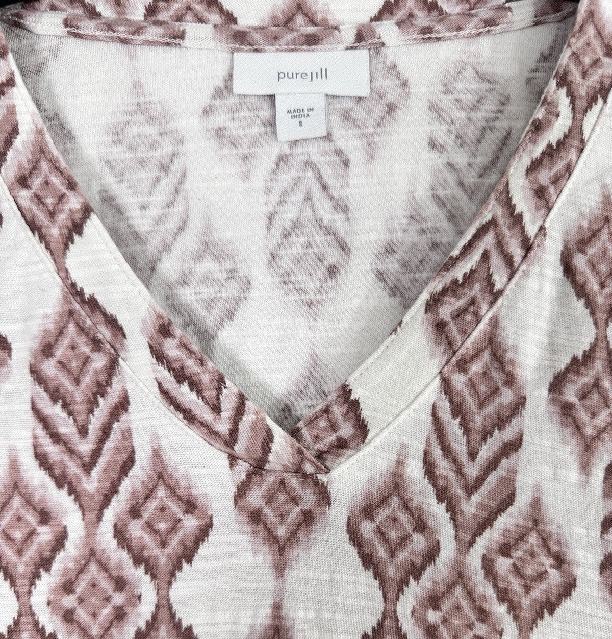J Jill Pure Jill Small Knit Tunic Top 3/4 Sleeve 100% Cotton V Neck Pink Womens