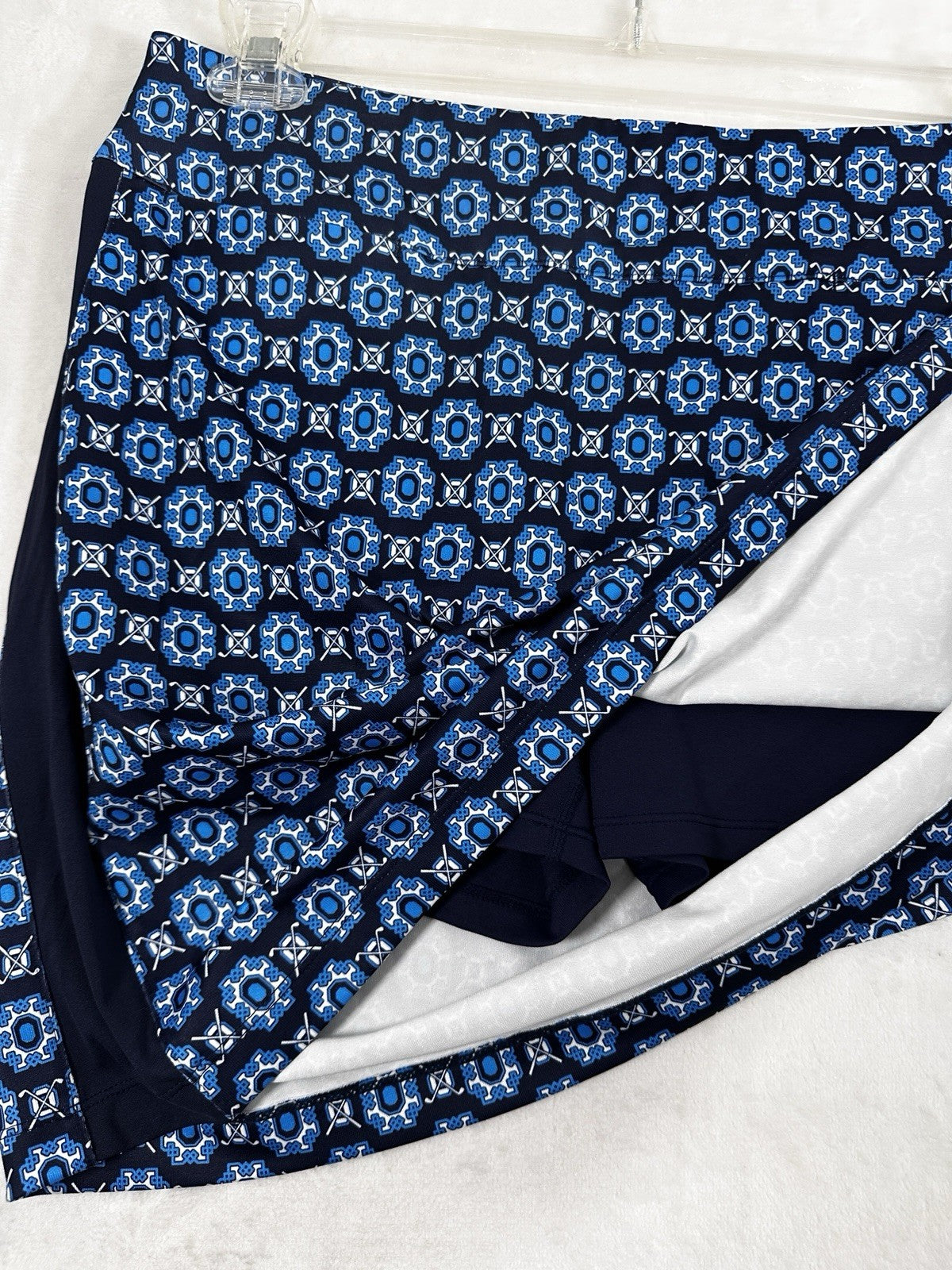 Coral Bay Golf Skort Medium Navy Blue Print Skirt W/ Shorts Pockets