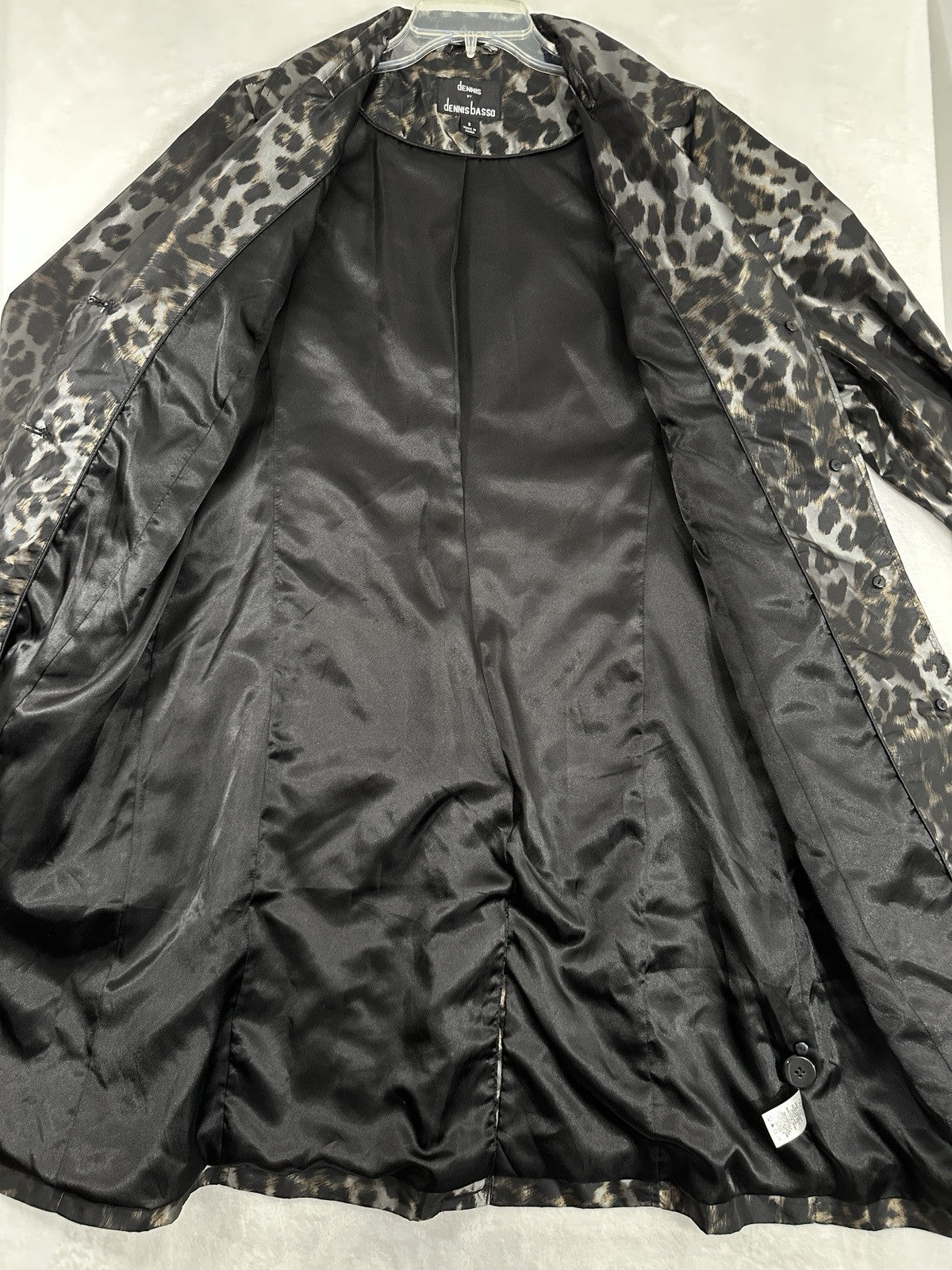 Dennis Basso Jacket Small Animal Print Long Raincoat Womens