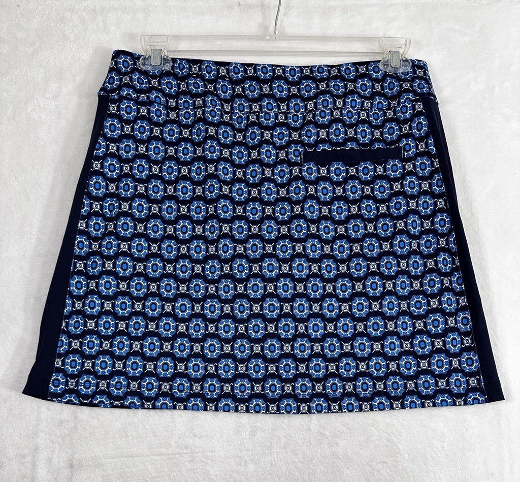 Coral Bay Golf Skort Medium Navy Blue Print Skirt W/ Shorts Pockets