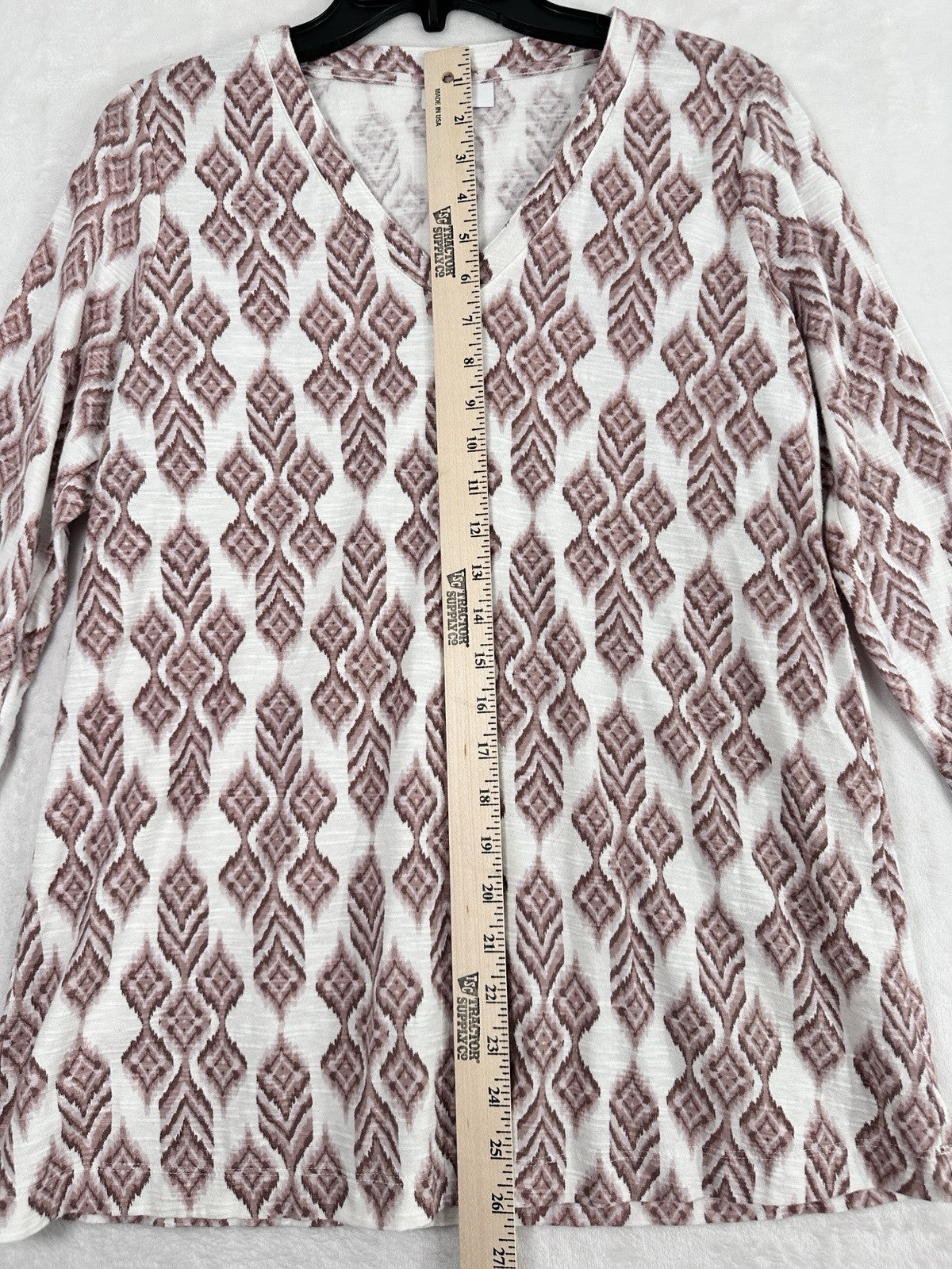 J Jill Pure Jill Small Knit Tunic Top 3/4 Sleeve 100% Cotton V Neck Pink Womens