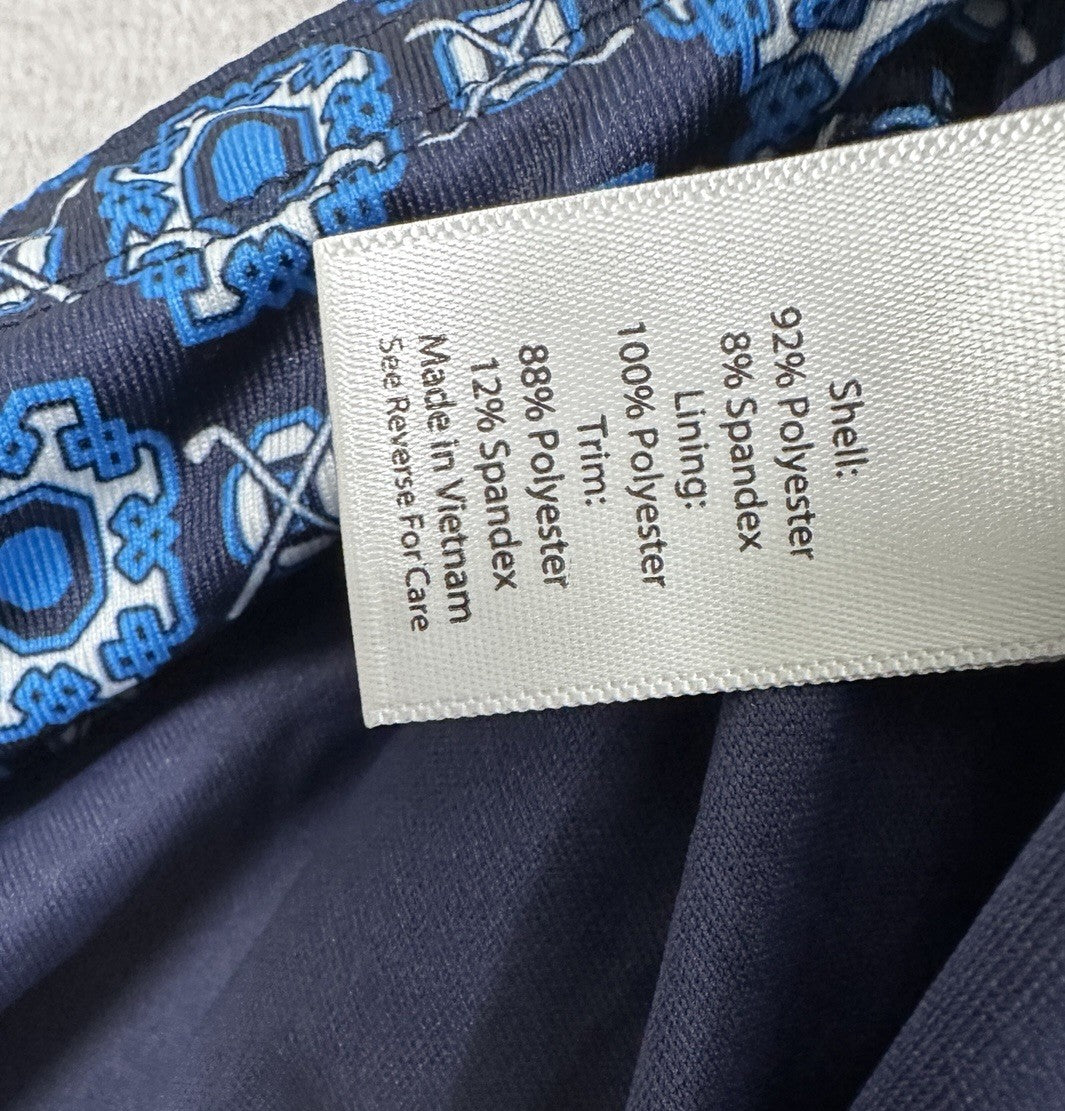 Coral Bay Golf Skort Medium Navy Blue Print Skirt W/ Shorts Pockets