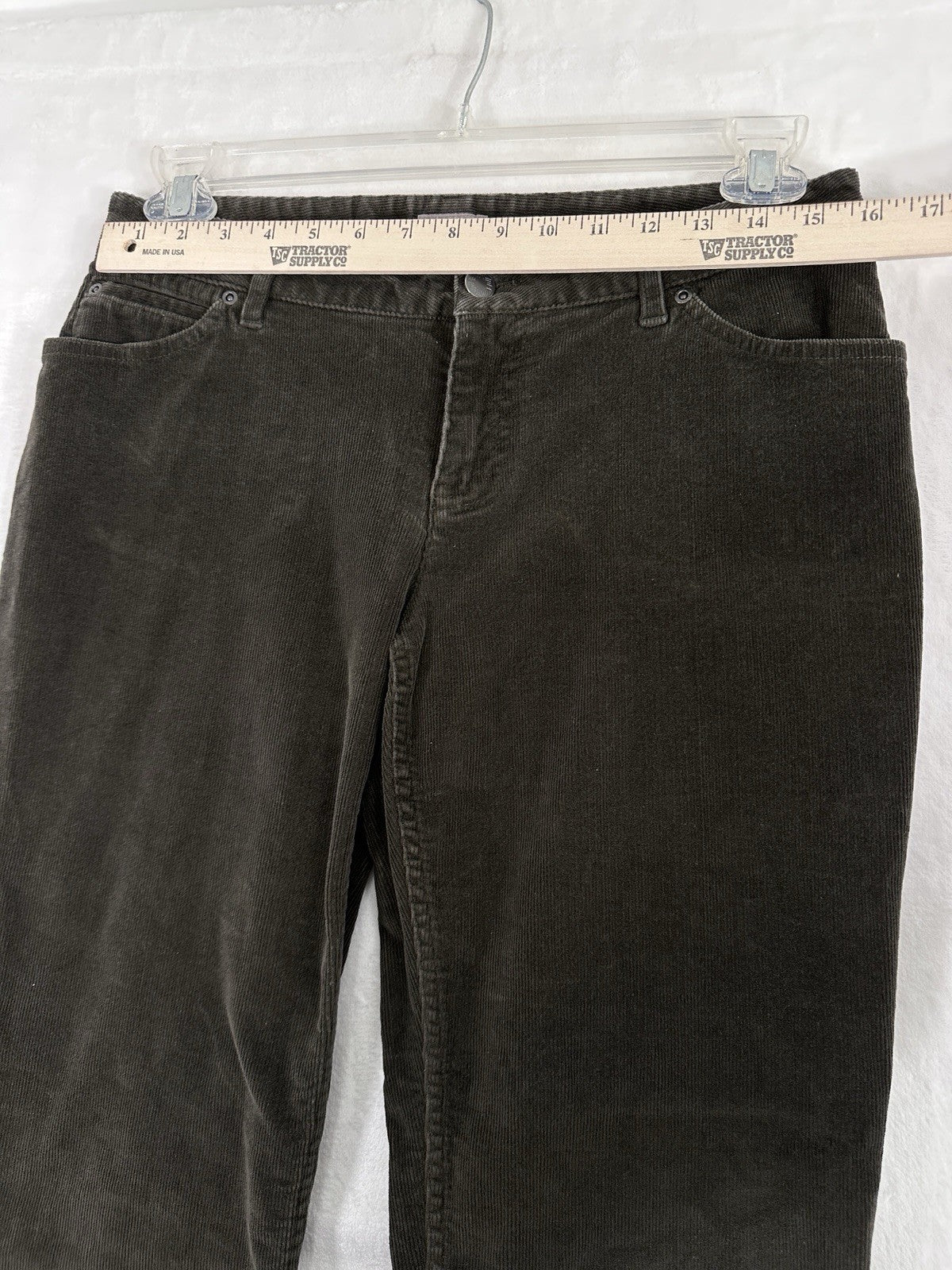 J Jill Corduroy Pants 8P 8 Petite Slim Leg Dark Gray Green Womens